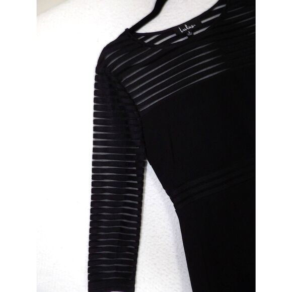 NWT Lulu's Perfect Striped Mesh Bodycon Black Lined Dress 251034 | Small - Picture 9 of 13